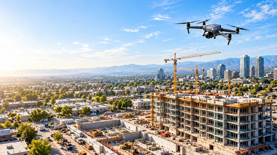 Aerial view of a commercial construction site